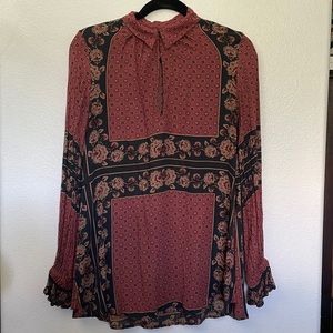 Free People Border Print Collar Tunic
